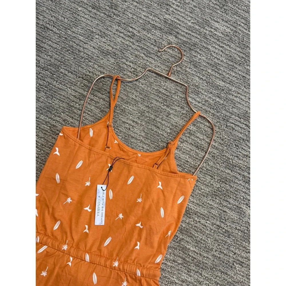 Cosabella Girls Burnt Orange Tropical Print Romper and Matching Backpack‎ Set L